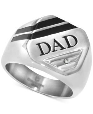 Men's Diamond Accent Dad Ring In Stainless Steel And Black Ion-plate