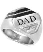Men's Diamond Accent Dad Ring In Stainless Steel And Black Ion-plate