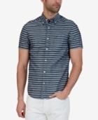 Nautica Men's Classic-fit Linen Blend Striped Shirt