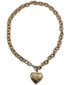 Guess Rose Gold-tone Wide-link Heart Logo Pendant Necklace