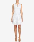 Cece Cotton Emroidered Fit & Flare Dress