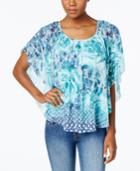Jm Collection Petite Printed Poncho Top, Only At Macy's