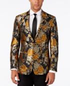 Tallia Men's Slim-fit Black And Gold Floral Evening Jacket