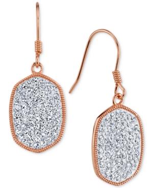 Unwritten Crystal Pave Drop Earrings In Rose Gold Flashed Sterling Silver