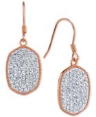 Unwritten Crystal Pave Drop Earrings In Rose Gold Flashed Sterling Silver