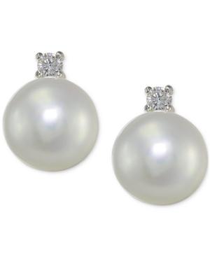 Giani Bernini Freshwater Pearl (8mm) & Cubic Zirconia Stud Earrings In Sterling Silver, Only At Macy's