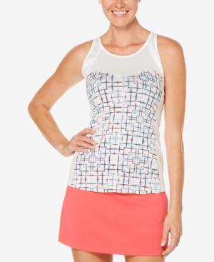 Pga Tour Printed Mesh-trimmed Racerback Tank Top