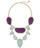 Vince Camuto Rose Gold-tone Purple And Blue Stone Statement Necklace