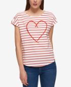 Tommy Hilfiger Striped Heart Graphic T-shirt, Only At Macy's