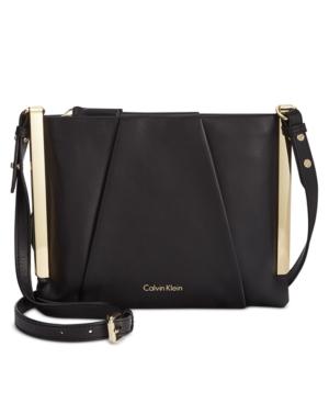 Calvin Klein Leather Crossbody With Metal Trim