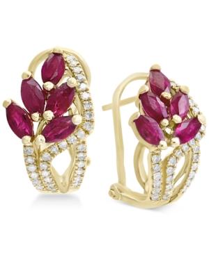 Amore By Effy Certified Ruby (2-1/5 Ct. T.w.) & Diamond (1/3 Ct. T.w.) Drop Earrings In 14k Gold
