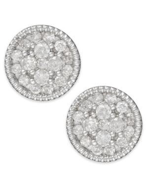14k White Gold Earrings, Diamond (1/2 Ct. T.w.) Small Cluster Studs