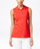 Charter Club Sleeveless Anchor-embroidered Polo Shirt, Only At Macy's