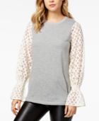 Kensie Lace-contrast Fleece Sweater
