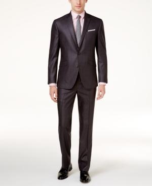 Kenneth Cole Reaction Men's Technicole Gunmetal Basketweave Slim-fit Suit