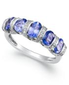 Sterling Silver Ring, Tanzanite (1-5/8 Ct. T.w.) And Diamond (1/6 Ct. T.w.) 5-stone Ring