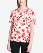 Calvin Klein Printed Ruffled-trim Top