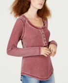 American Rag Juniors' Thermal Henley Top, Created For Macy's