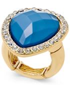 Thalia Sodi Gold-tone Blue Heart Pave Stretch Ring, Only At Macy's