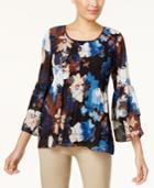 Jm Collection Printed Pleated Blouse, Created For Macy's