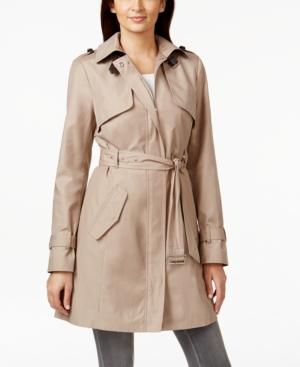 Cole Haan Faux-leather-trim Trench Coat