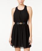 Bcx Juniors' Twist-back Belted A-line Dress