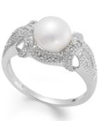 Cultured Freshwater Pearl (7-1/2mm) And Diamond Accent Ring In Sterling Silver