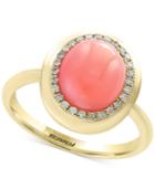Effy Natural Coral (10 X 8mm) & Diamond (1/8 Ct. T.w.) Ring In 14k Gold