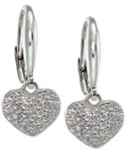 Giani Bernini Cubic Zirconia Glitter Pave Heart Drop Earrings In Sterling Silver, Only At Macy's