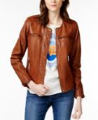 Lucky Brand Collarless Leather Jacket
