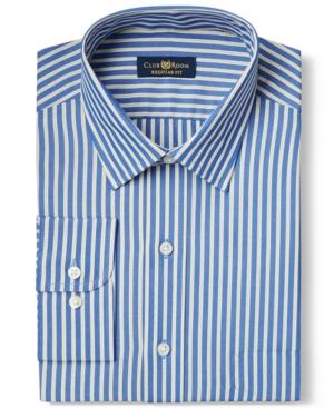 Club Room Estate Wrinkle Resistant Navy Citron Stripe Dress Shirt, Only At Macy's