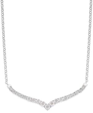 Diamond V Necklace In Sterling Silver (1/4 Ct. T.w.)
