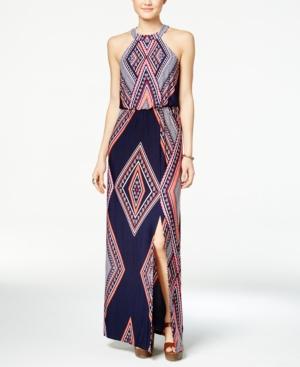 Trixxi Juniors' Printed Halter Maxi Dress