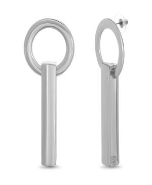Catherine Malandrino Women's Polished Circle And Bar Hinge Style Silver-tone Hoop Earrings