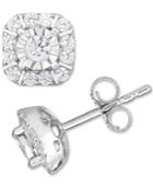 Diamond Square Cluster Stud Earrings (1/2 Ct. T.w.) In 14k White Gold