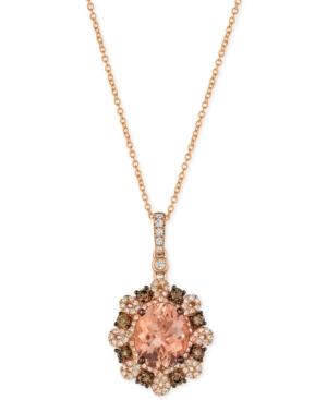 Le Vian Peach Morganite (2-3/8 Ct. T.w.) And Diamond (3/4 Ct. T.w.) Pendant Necklace In 14k Rose Gold