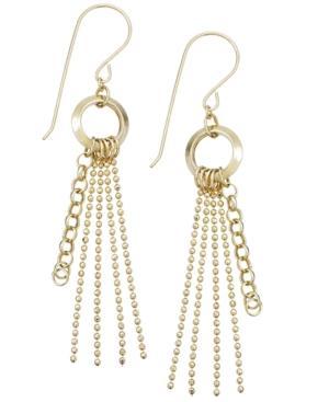 14k Gold Earrings, Tassel Wire Drop Earrings