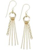 14k Gold Earrings, Tassel Wire Drop Earrings