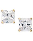 B. Brilliant 18k Gold Over Sterling Silver Earrings, Cubic Zirconia Square Stud Earrings (2 Ct. T.w.)