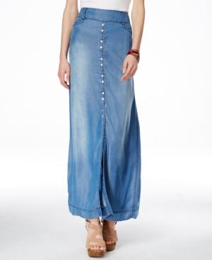 Inc International Concepts Front-slit Denim Maxi Skirt, Only At Macy's