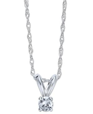10k White Gold Necklace, Round-cut Diamond Accent Pendant