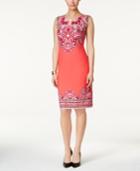 Jm Collection Printed Keyhole Dress, Only At Macy's