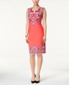 Jm Collection Printed Keyhole Dress, Only At Macy's