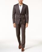 Vince Camuto Men's Slim-fit Brown Textured Suit