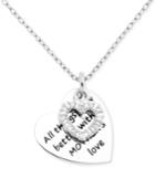 Diamond Mother Message Heart Charm 18 Pendant Necklace (1/10 Ct. T.w.) In Sterling Silver