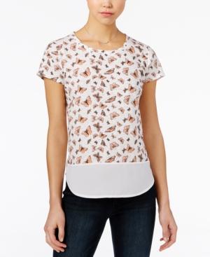 Maison Jules Butterfly-print Layered-look Top, Only At Macy's