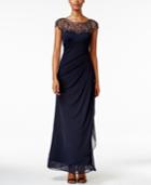 Xscape Embellished Illusion Draped Gown