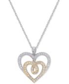 Diamond Two-tone Heart Pendant Necklace (1/3 Ct. T.w.) In 14k Gold And White Gold