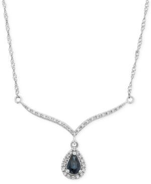 Sapphire (3/8 Ct. T.w.) And Diamond (1/8 Ct. T.w.) Frontal Necklace In 14k White Gold
