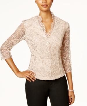 Alex Evenings Embroidered Soutache Blouse